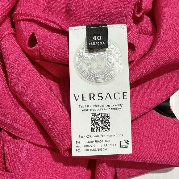 NWT$2,025 Versace Runway Cut Out Stretch Jersey Mini Dress Pink IT 40/ US 4 - Picture 14 of 16
